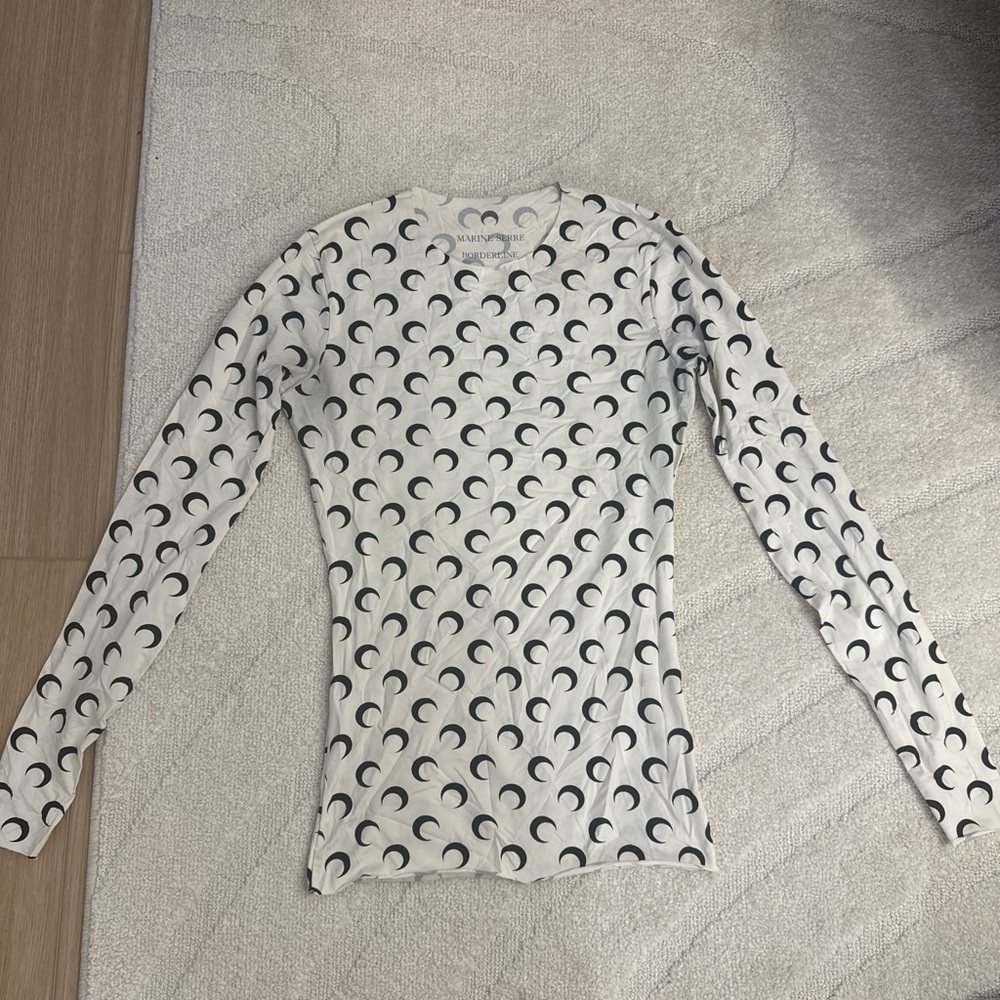 Marine Serre Ivory Top with Black Crescent Design
